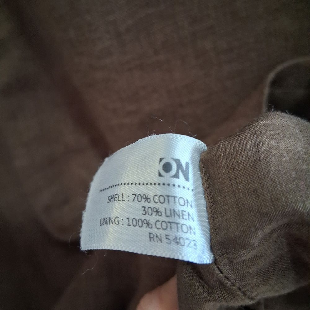 Old Navy Brown Linen Cotton Slip Mini Shift Dress Ruffle Neck Lined Size Small - Picture 5 of 7